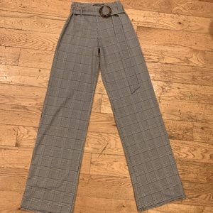 Plaid wide leg pants